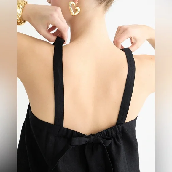 NWT J.Crew Bow-Back Linen Top in White - Picture 3 of 9